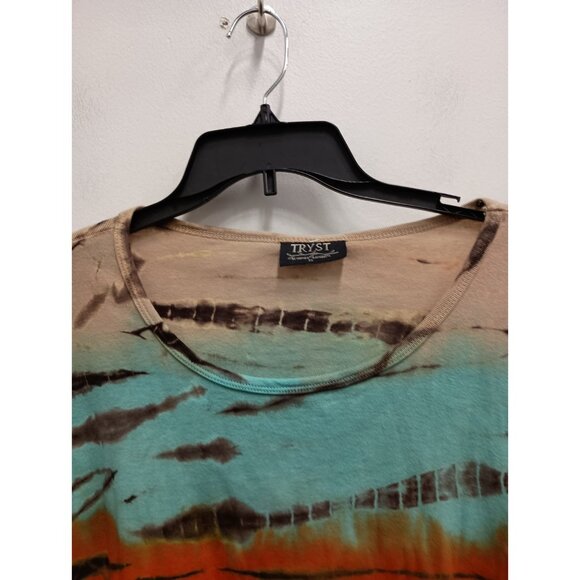 TRYST Hippie Grunge Artsy Top Womens Size XL Multi Tie Dye 3/4 Sleeve Casual - Picture 2 of 11